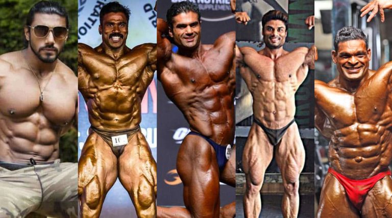 Indian bodybuilders of all time showcasing muscular physiques and posing on stage.